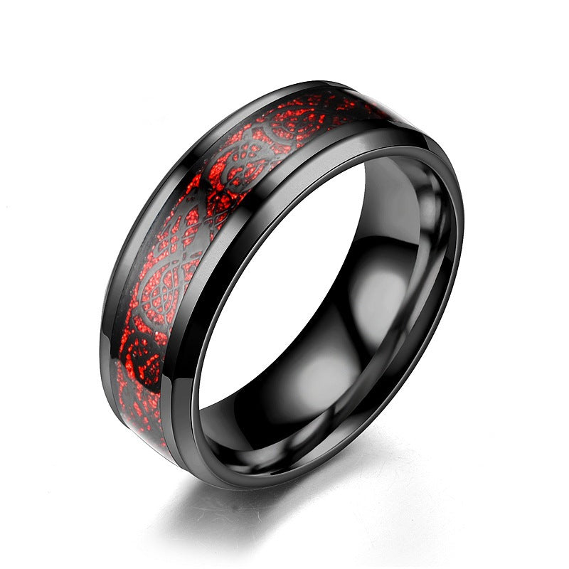Blue or black Titanium Steel Dragon Ring