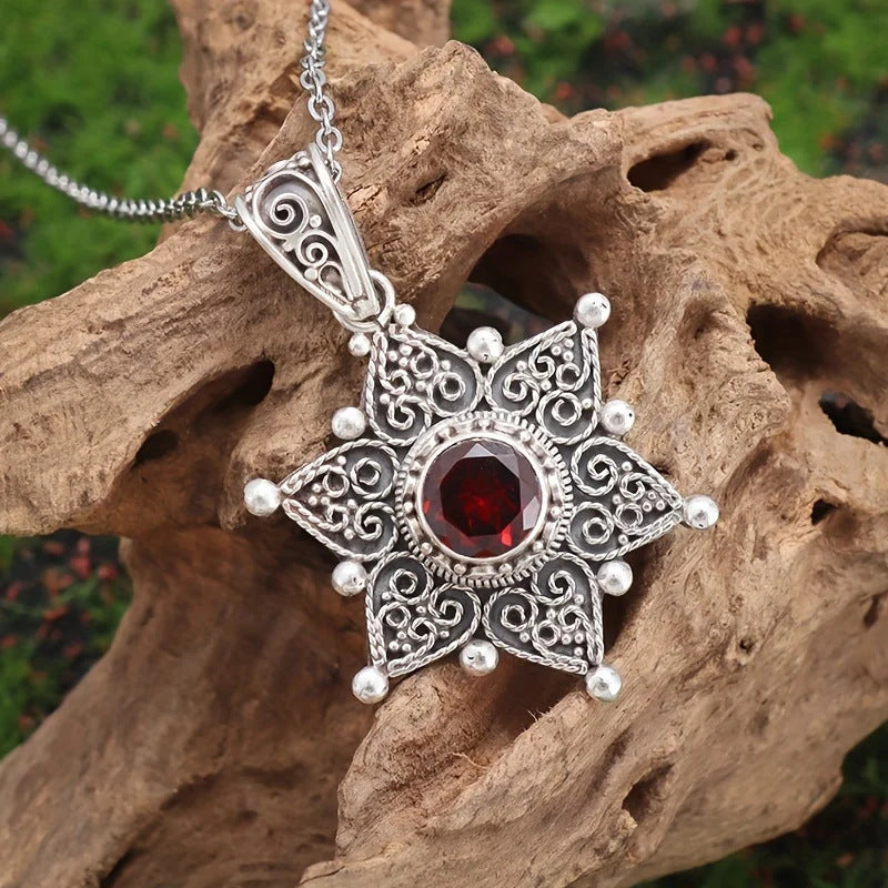 Fashionable Hexagonal Ruby Necklace Pendant