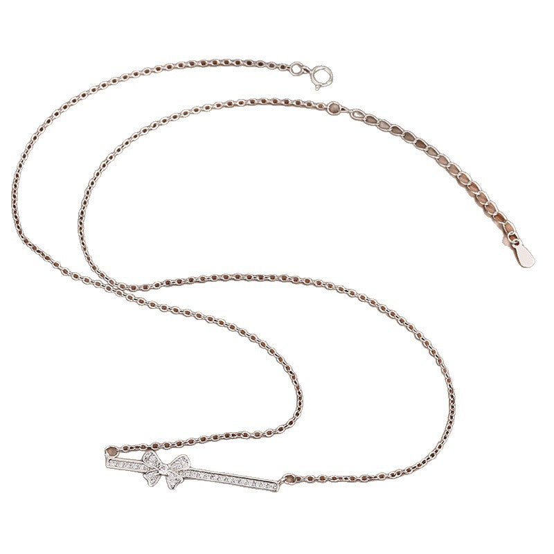 New Womens Stylish Bow Neckpiece Zircon Necklace