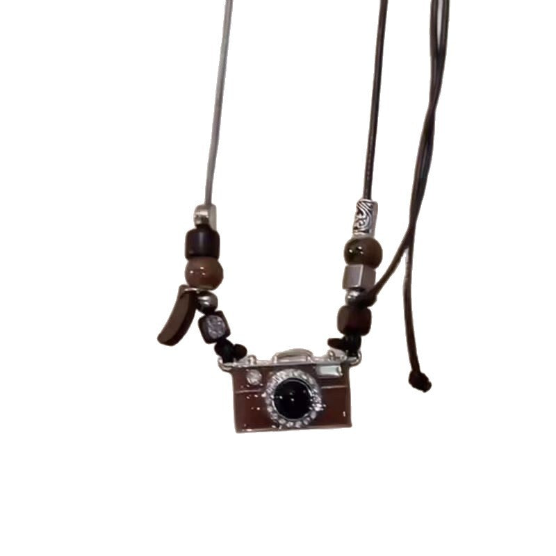 Vintage Brown Film Camera Long Adjustable Necklace