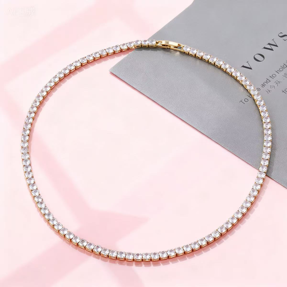 Luxury Versatile Womens Full-Diamond Zircon Necklace