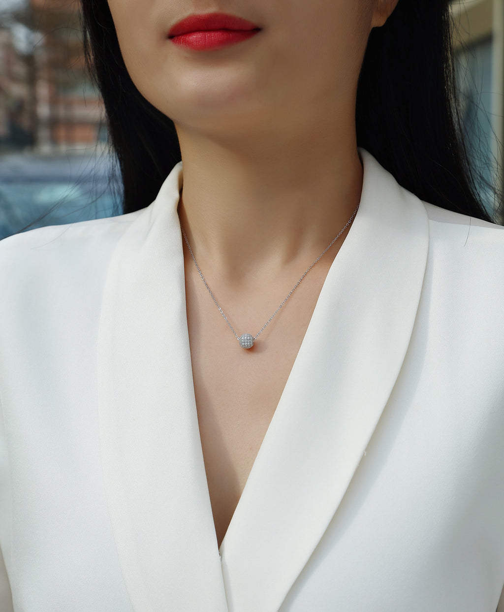 Meet At This Moment - S925 Silver Plated Platinum Jewelry Pendant Necklace Set With Top-quality Moissanite Fashion Light Luxury Jewelry