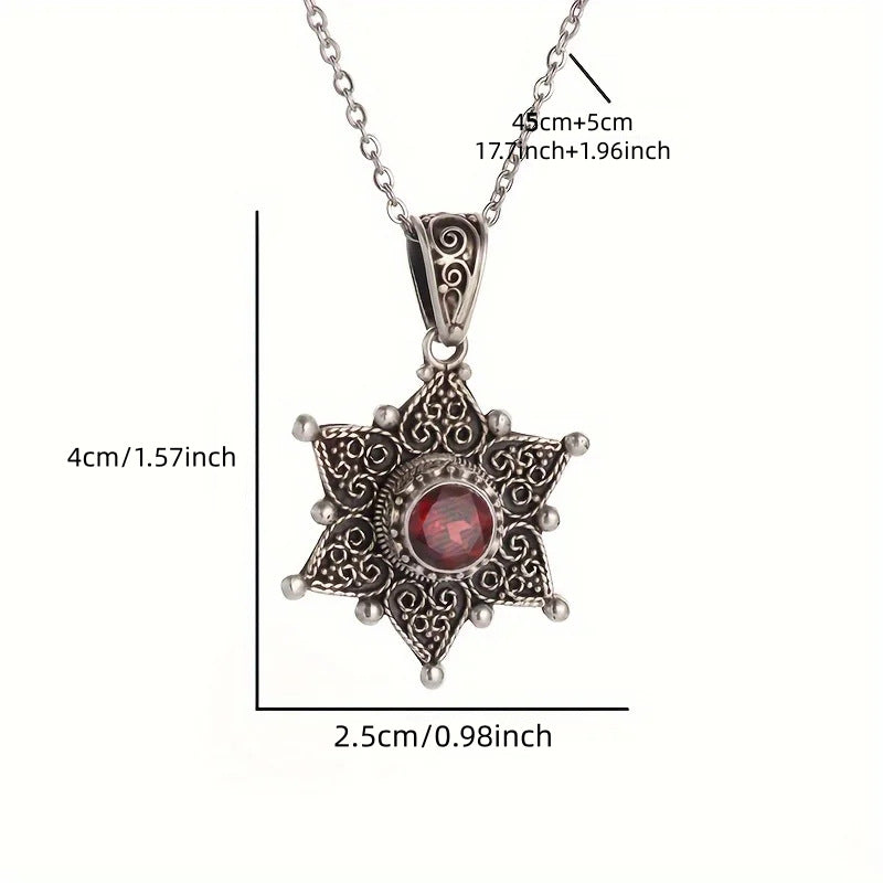 Fashionable Hexagonal Ruby Necklace Pendant