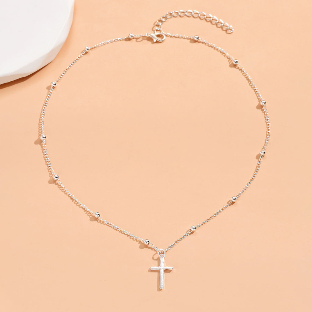 Simple Alloy Cross Pendant Necklace For Women