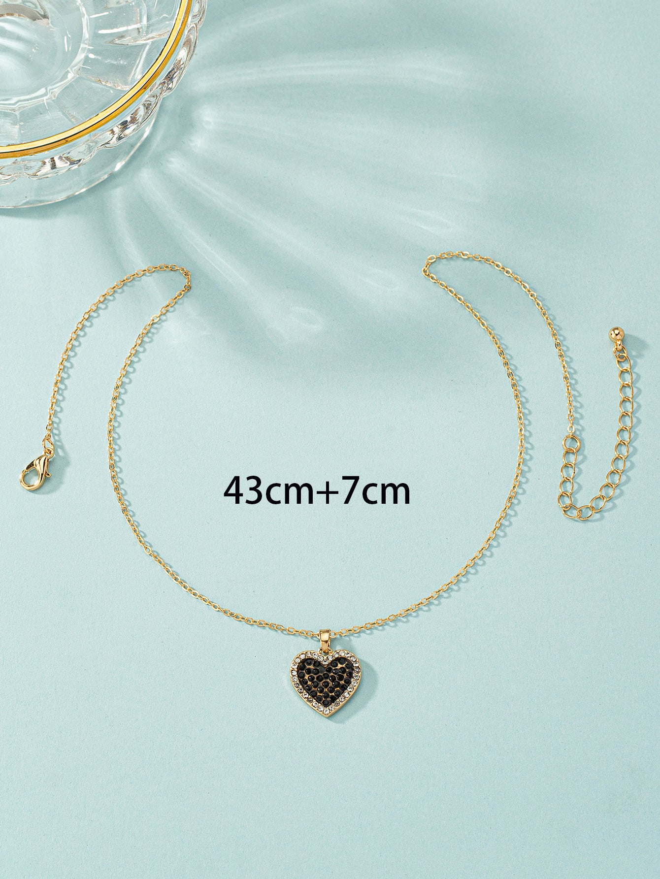 Korean-Japanese Sweetheart Instagram-Style Cute Alloy-Inlaid Heart Necklace For Women