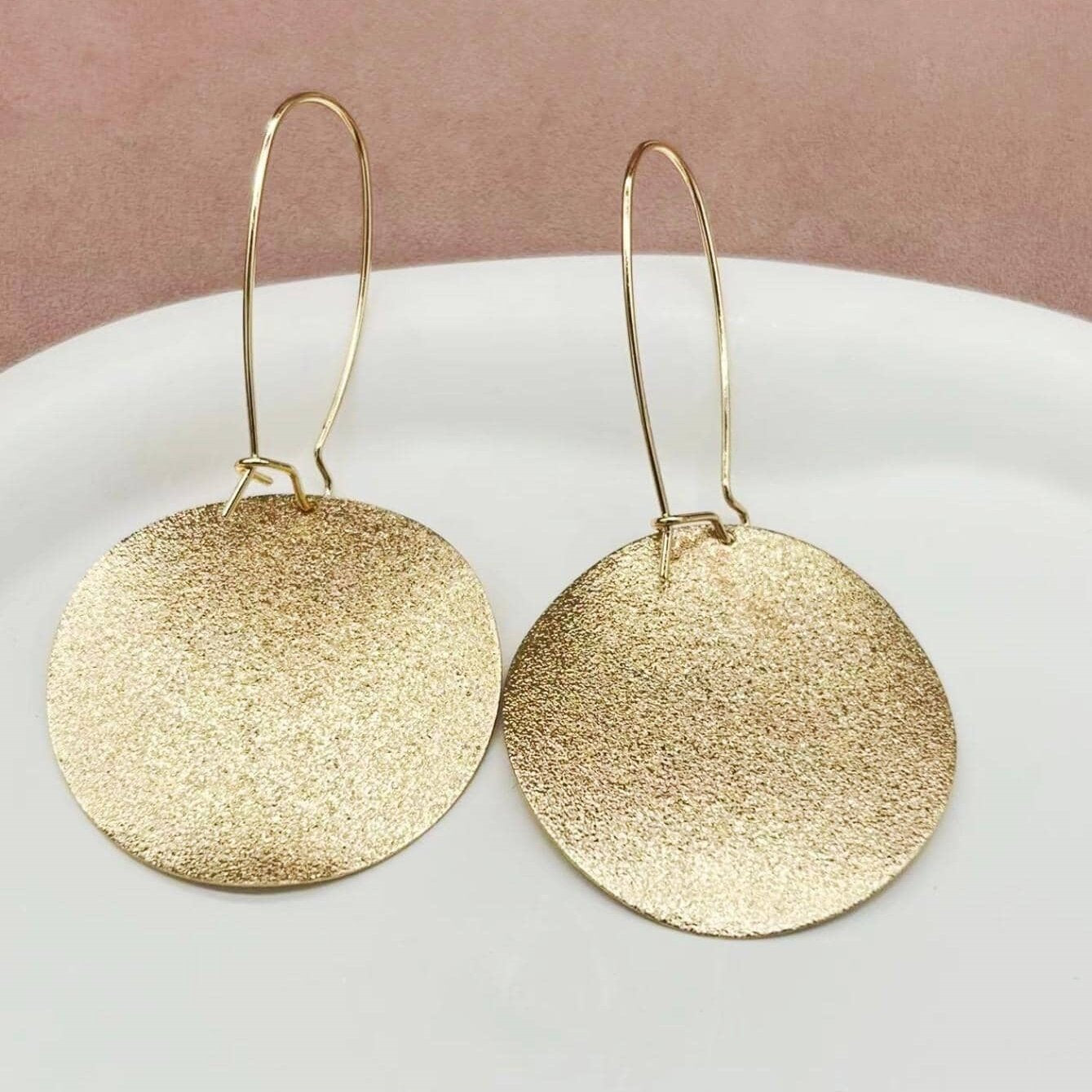 Matte Geometric-Shaped Metal-Plated Earrings For Women
