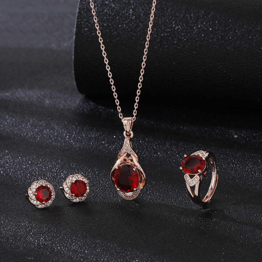 Pendant Necklace Set With Ring For Women