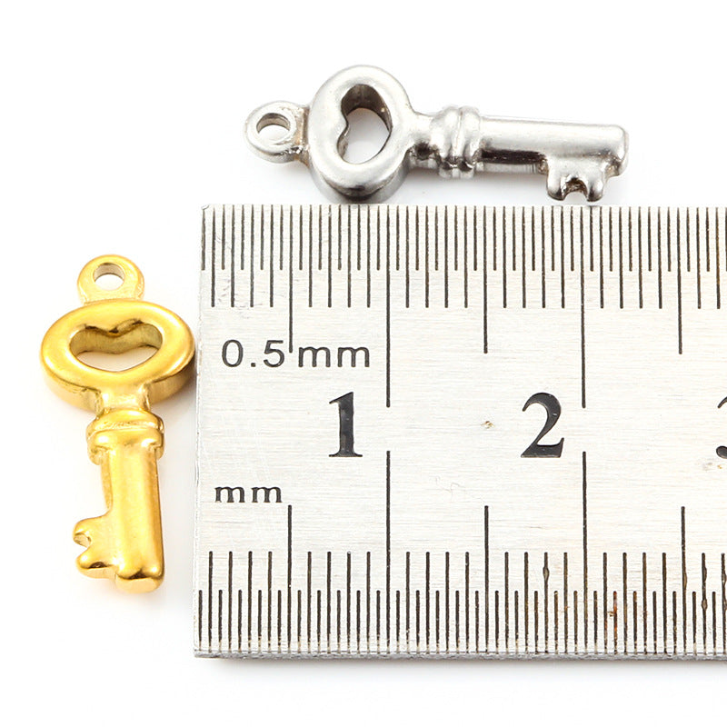 Stainless Steel Small Key Pendant With Vacuum-plated Gold Finish