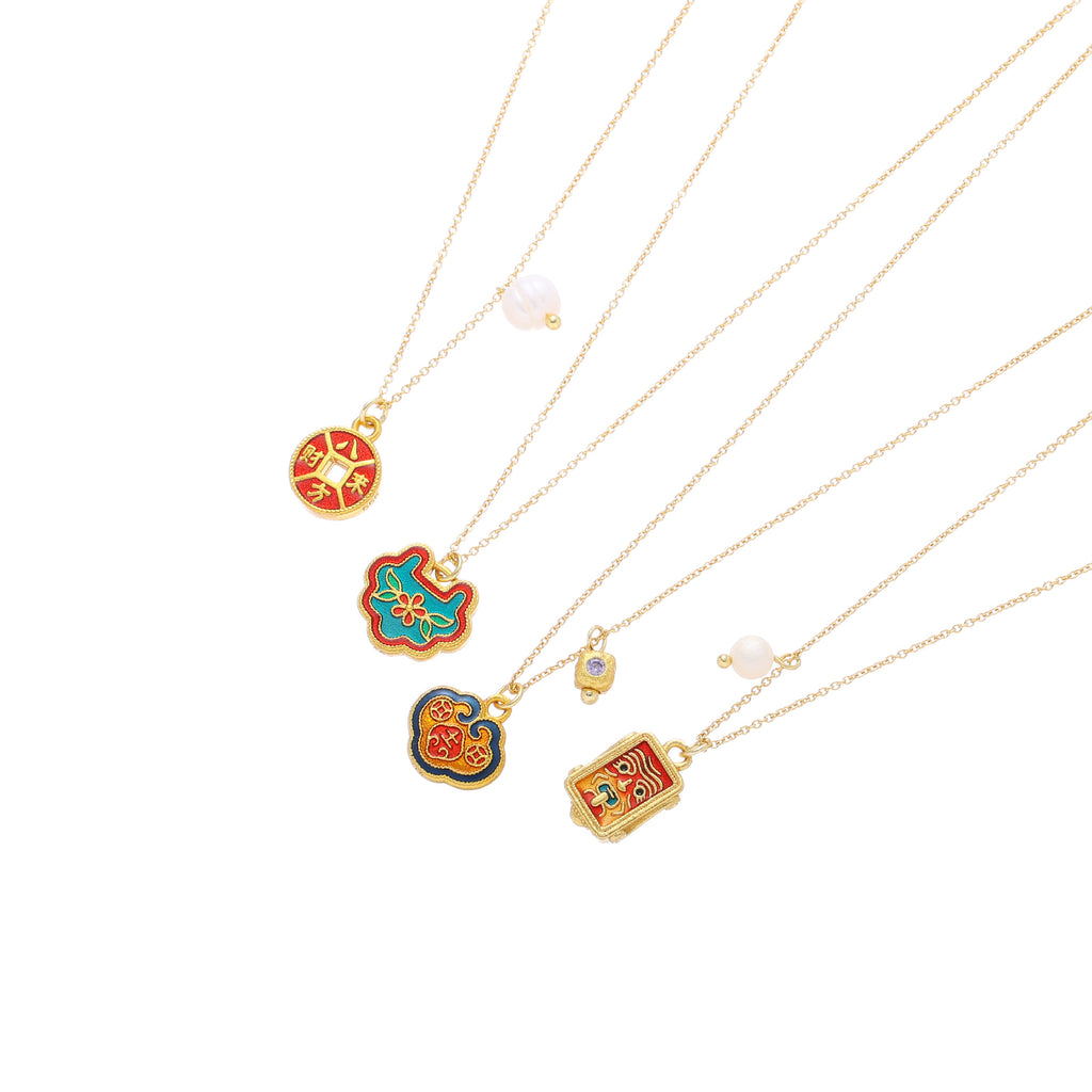 Fashionable Dopamine National Style Enamel Pendant Necklace