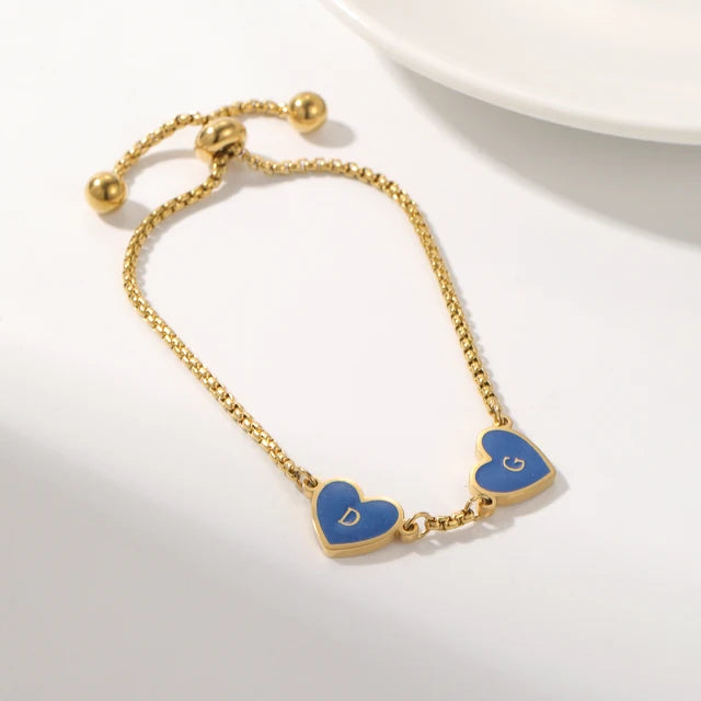 Personalised Colorful Heart Name Bracelet For Women