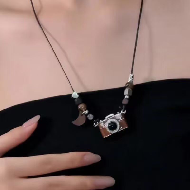 Vintage Brown Film Camera Long Adjustable Necklace