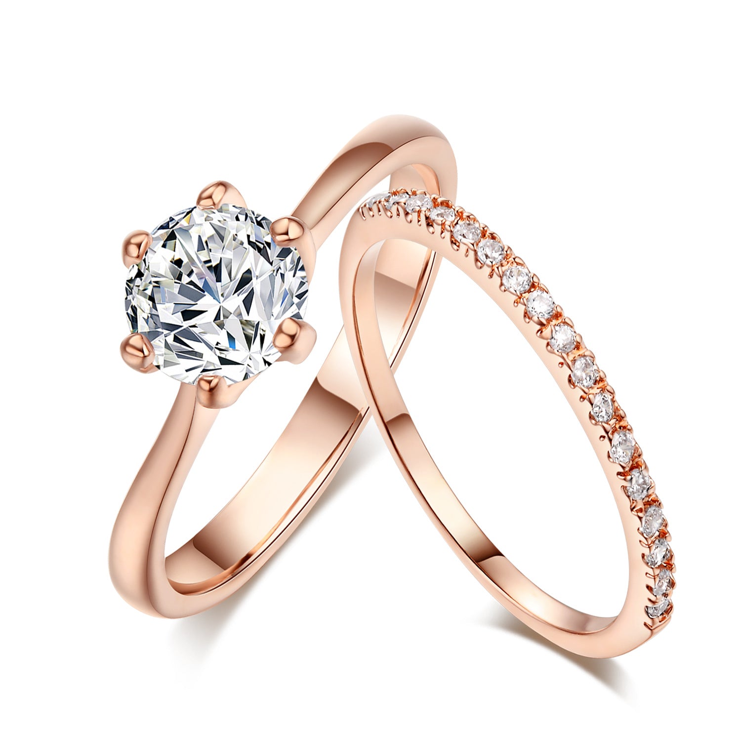 Gold Diamond Ring Zircon Micro Set Gold Plated Six Claw Ring