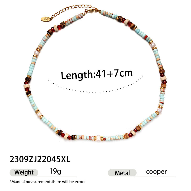 Minimalist And Cold Ins Style Fashionable Design Natural Stone Beaded Necklace