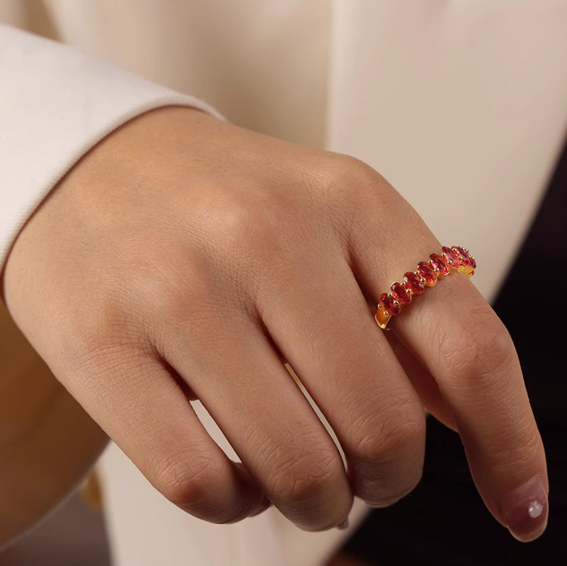 Dopamine Geometric Multicolored Zircon Open Ring