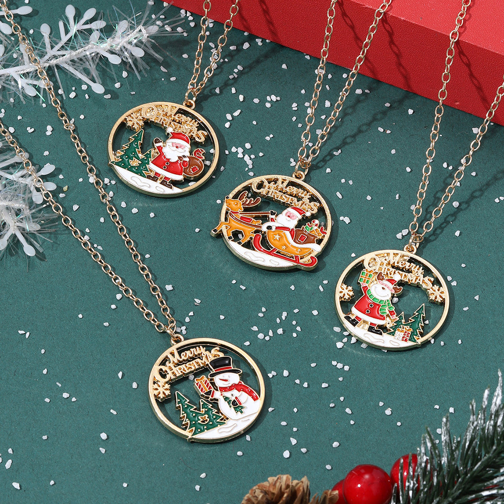 New Christmas-style Santa Claus Holiday-themed Necklace